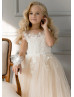 Ivory Lace Champagne Glitter Tulle Flower Girl Dress